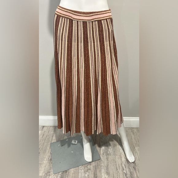 Zimmermann Luminosity Striped Lurex Midi Skirt Size 6-8 (2) - Picture 5 of 10